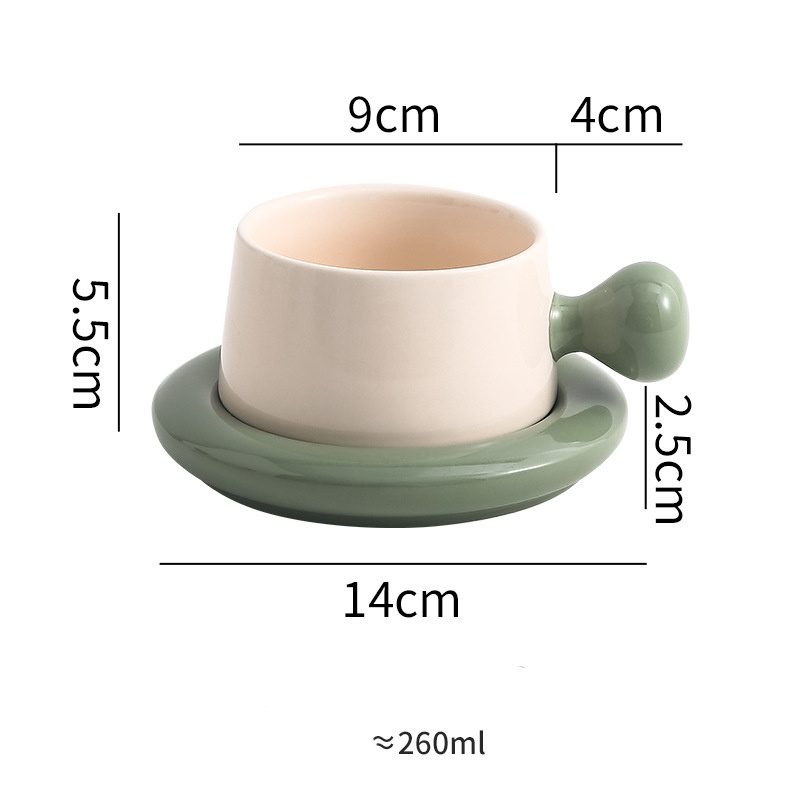 260ml Creative Kawaii Cappuccino Coffee Cup Cute  Ball Handle Tazas De Cafe Expresso Porcelain Tea mug with saucer