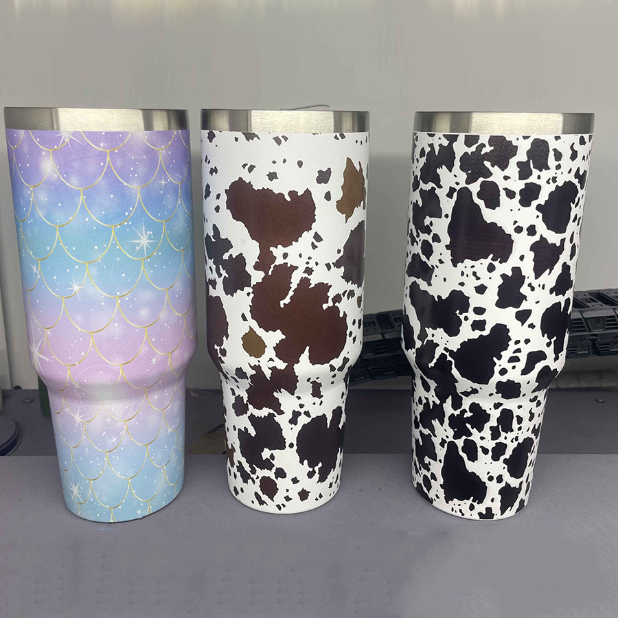 Mermaid Ombre Shimmer Pattern 40oz stainless steel tumbler with handle