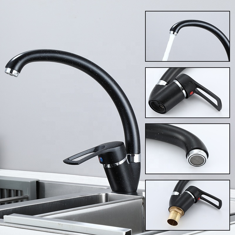 Kitchen Basin Faucet Cold and Hot Chrome Black 360 Rotating Single Handle Torneira Home Deck Mounted Water Mixer Tap