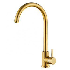 Brushed Gold Stainless Steel 360 Rotate Kitchen Faucet