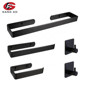 Black Bathroom Accessories Sets Toilet Tissue Roll Paper Holder Towel Rack Bar Rail Ring Robe Clothes Hook Hardware