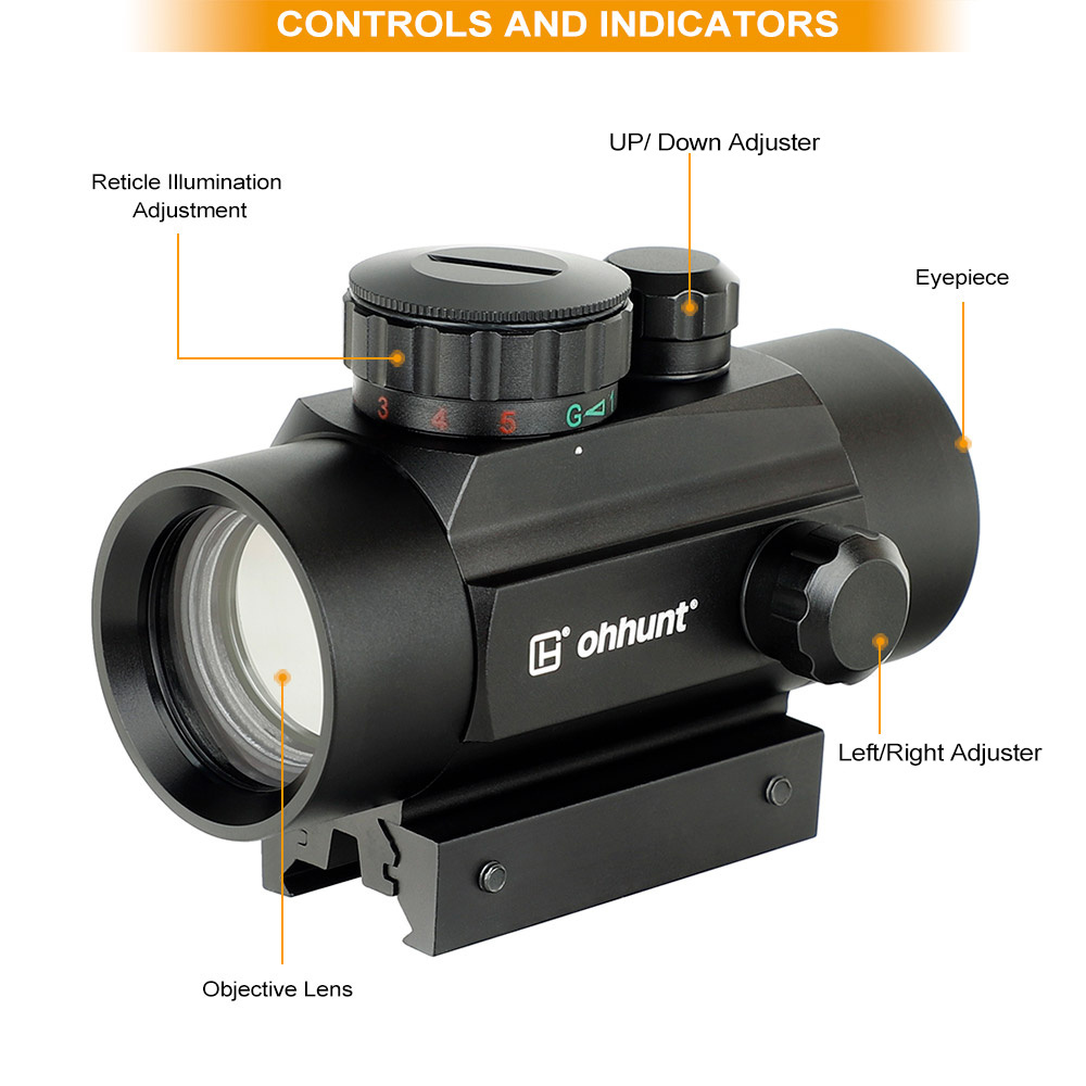 Ohhunt OEM Tactical Optical Scope 1x40 Red Green Dot Reflex Sight With 20mm and 11mm Mount