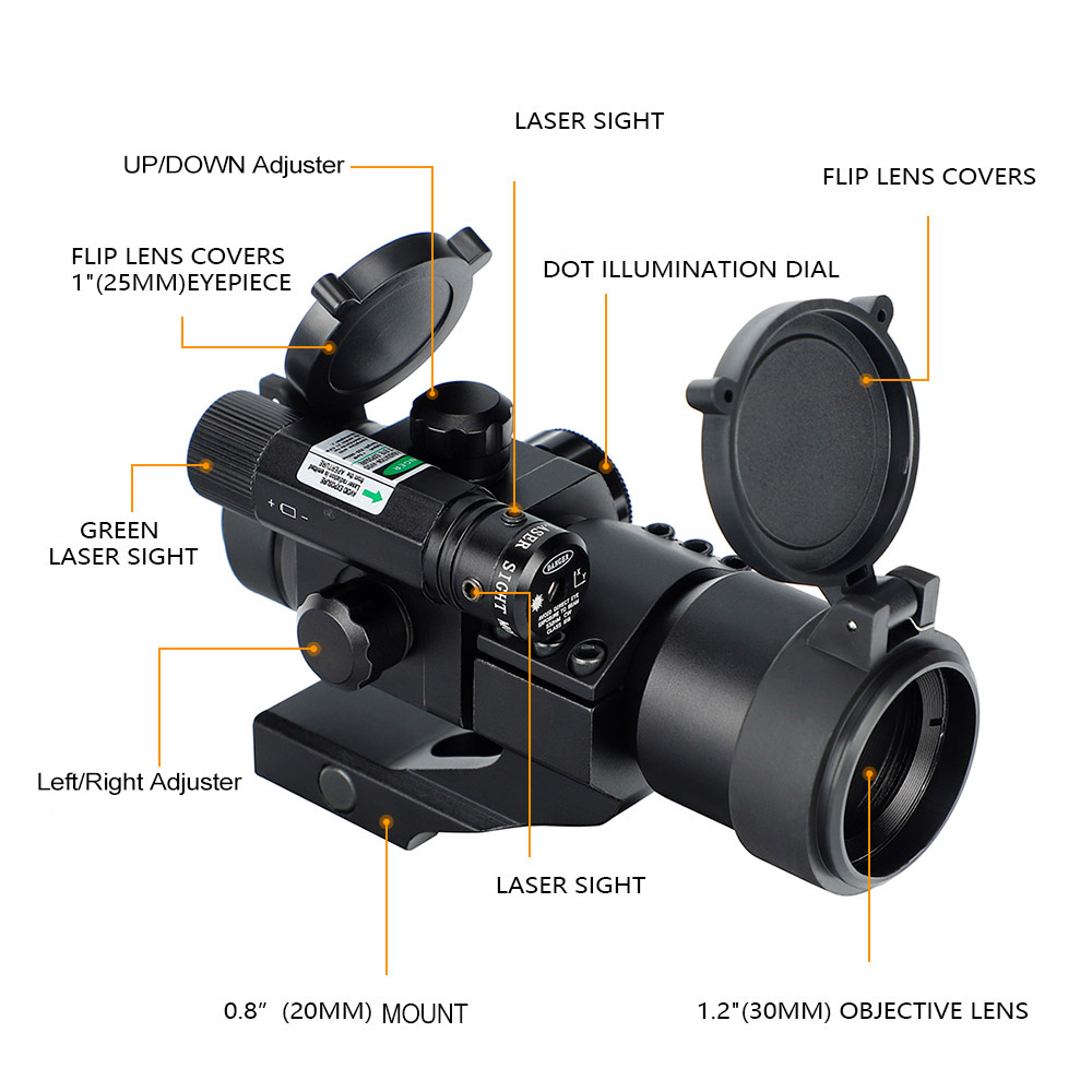 Ohhunt Factory Custom OEM 1X30 Red Dot Sight Scope Tactical Reflex Sight With Green Laser Sight