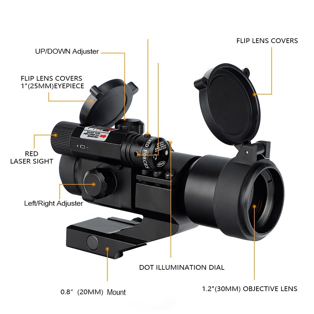 Ohhunt Wholesale Tactical OEM 1x30 Red Green Dot Reflex Sight Scope with Red Laser