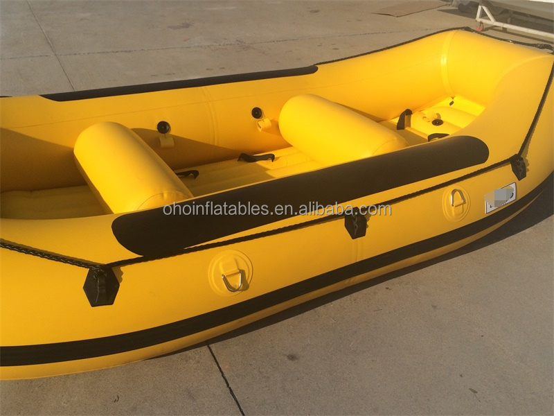 Outdoor Inflatable Raft Boat PVC Custtom Drifting Floating Fishing Boat 14ft 16ft 18ft Yellow Air River Rowing Raft for Ocean