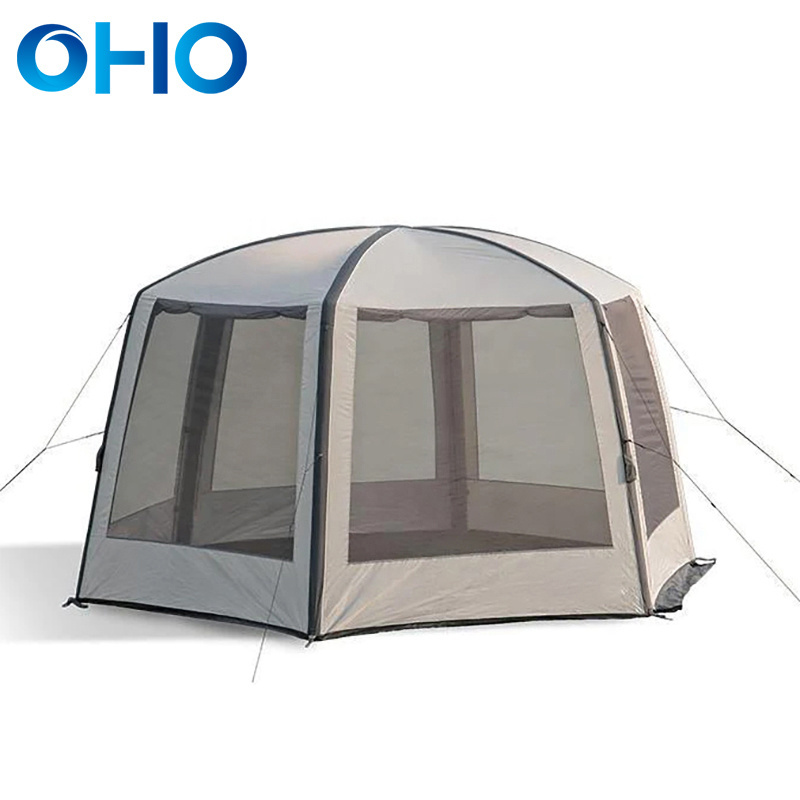 OHO Factory Hot Selling Inflatable Hexagonal Cotton Canopy Camping Beach Tent for Sun protection and Mosquito Prevention