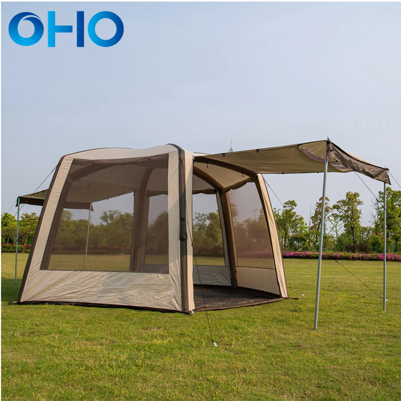 OHO Factory Hot Selling Inflatable Hexagonal Cotton Canopy Camping Beach Tent for Sun protection and Mosquito Prevention