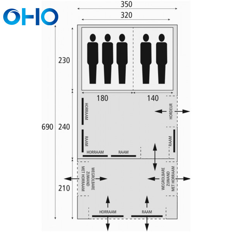 OHO Outdoor Waterproof Inflatable 8-10 Persons Large Glamping Airpole Tent for Family Team Camping