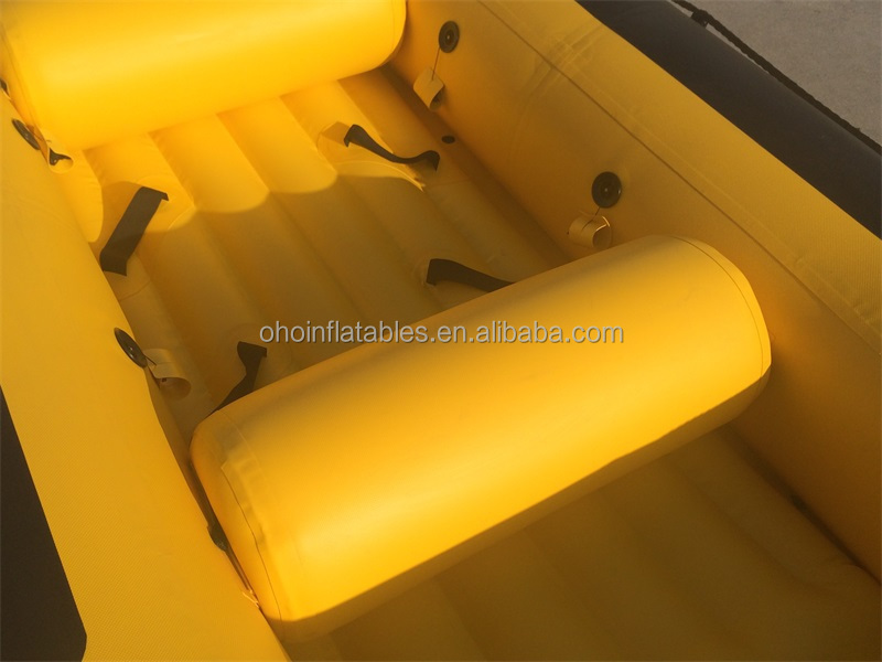 Outdoor Inflatable Raft Boat PVC Custtom Drifting Floating Fishing Boat 14ft 16ft 18ft Yellow Air River Rowing Raft for Ocean