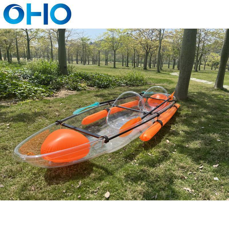 Canoe Transparent 2 Persons Pc Crystal Glass Canoe Kayak and Fishing Wooden Case Clear 6mm Canoa LLDPE Lakes & Rivers 3.1 - 4m