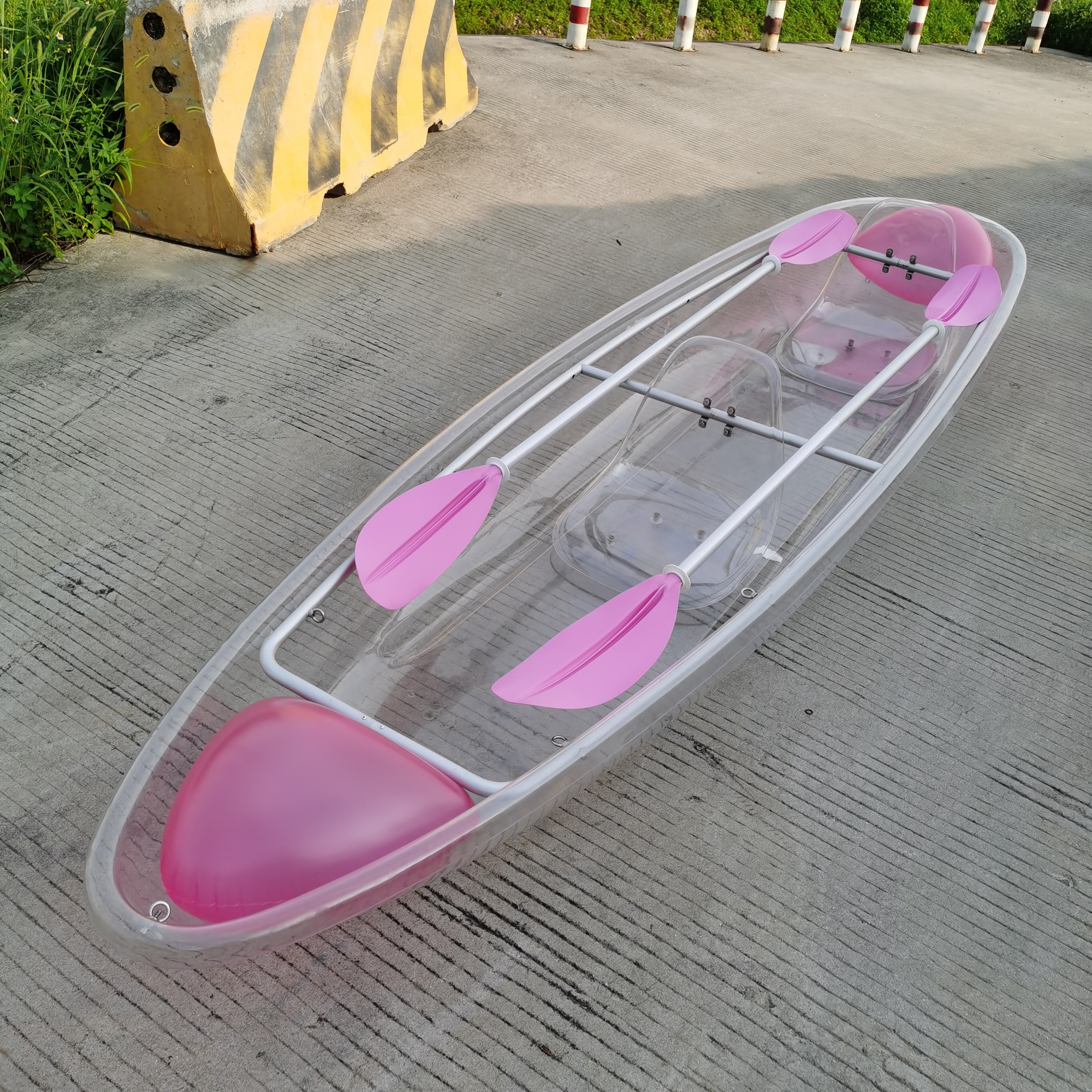 OHO OEM Transparent Polycarbonate Kayak 2 Seats Clear Bottom Boat Crystal Canoe with Paddle for River Sea