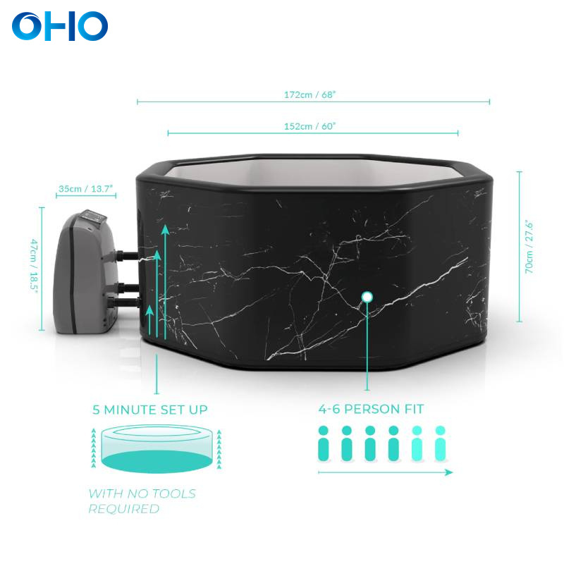 OHO 2022 New Design Inflatable Portable Bathtub hot tube outdoor for Adult Home Use Foldable Freestanding Spa Hot Tub