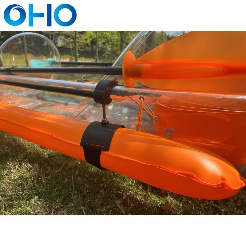 OHO Hot Selling Transparent Polycarbonate Canoe Kayak Clear Bottom Crystal Boat For 2 Person