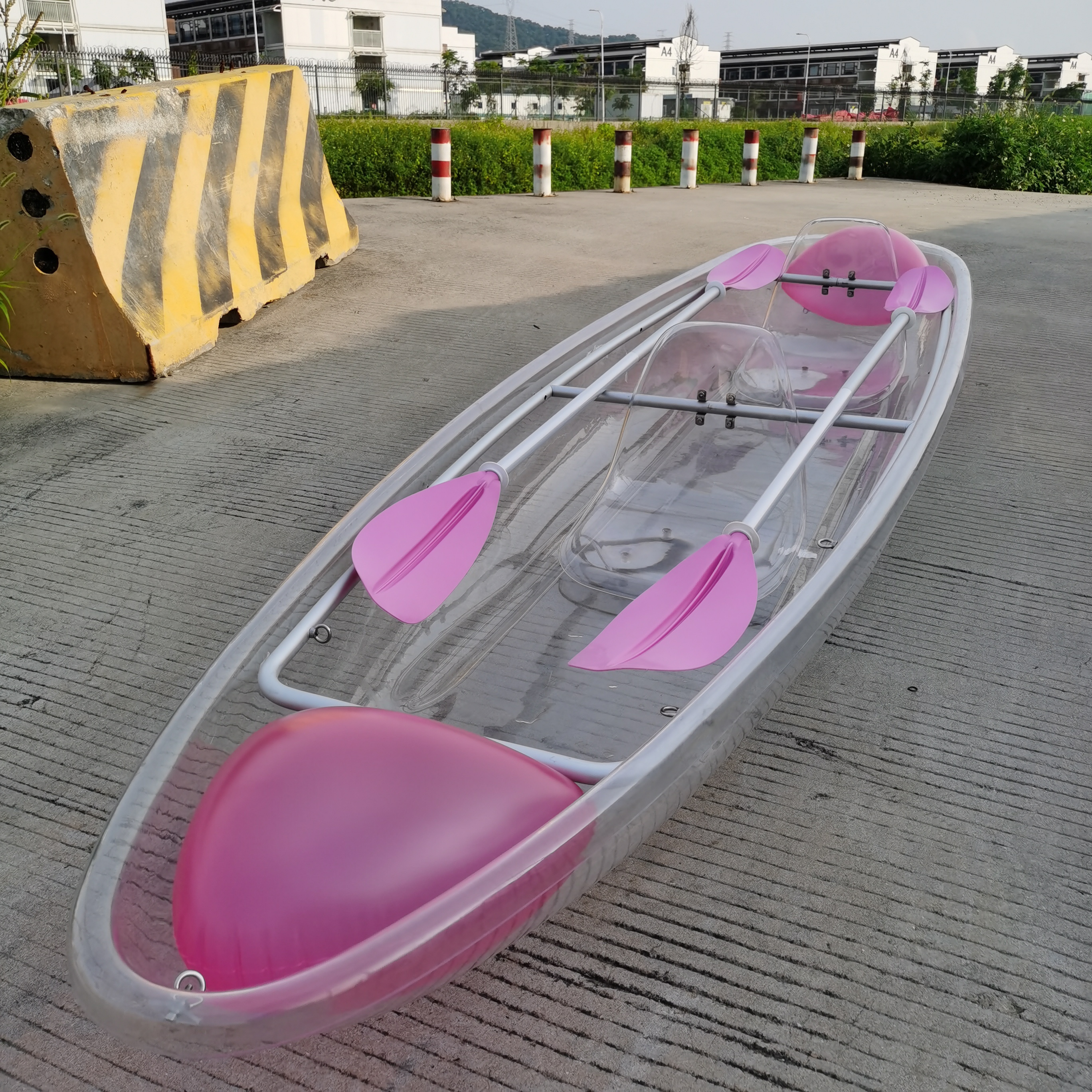 OHO Wholesale High Quality Small Plastic Rowing Boats Transparent Canoe Kayak Clear Kayak 2 Person