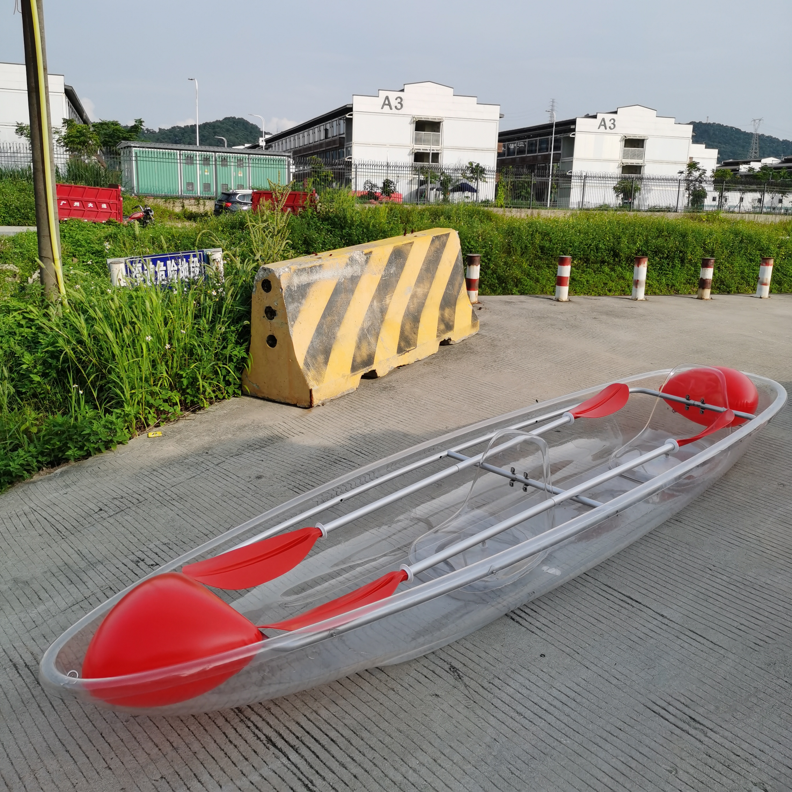 OHO Wholesale High Quality Small Plastic Rowing Boats Transparent Canoe Kayak Clear Kayak 2 Person