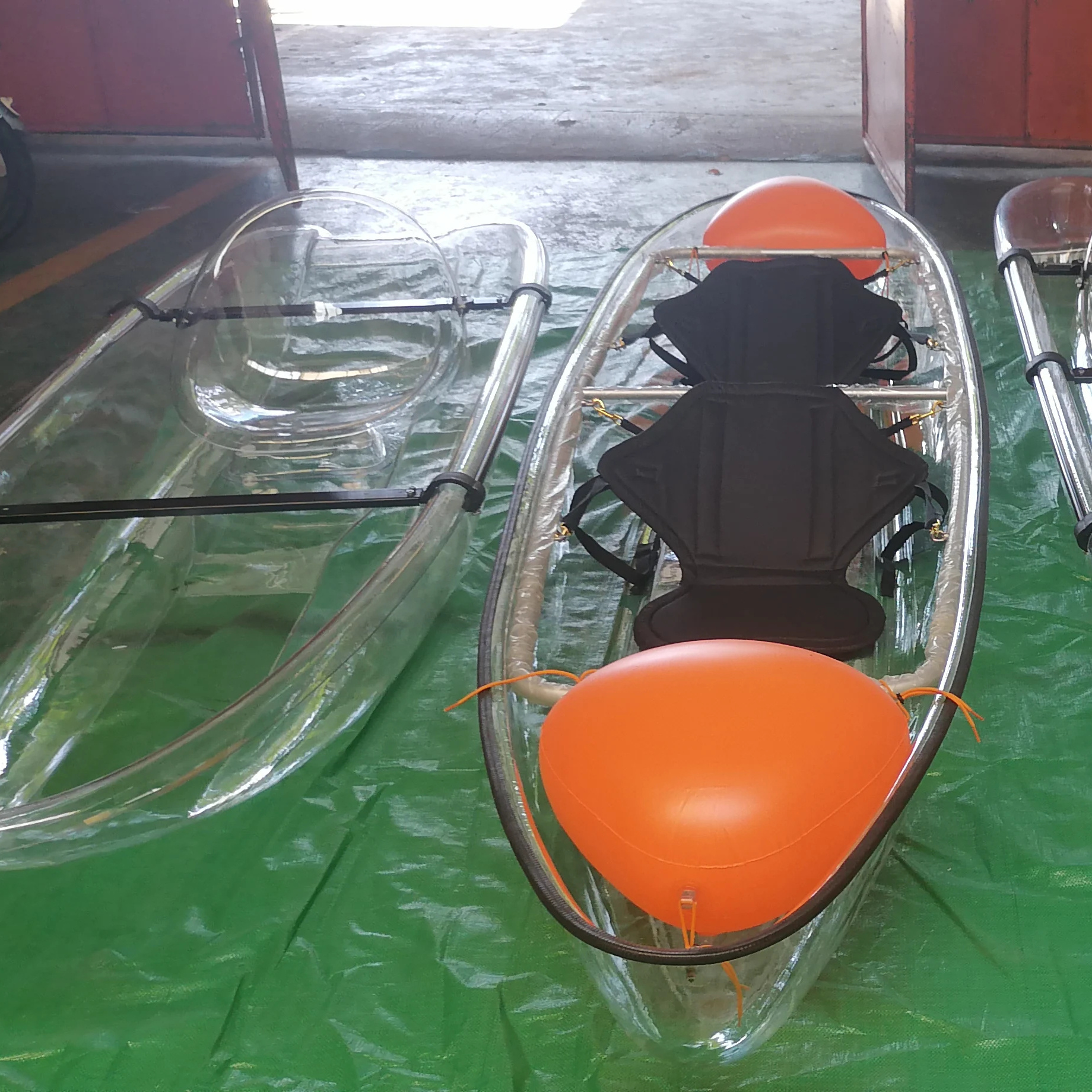 Wholesale high quality small plastic rowing boats transparent canoe/kayak clear kayak 2 person