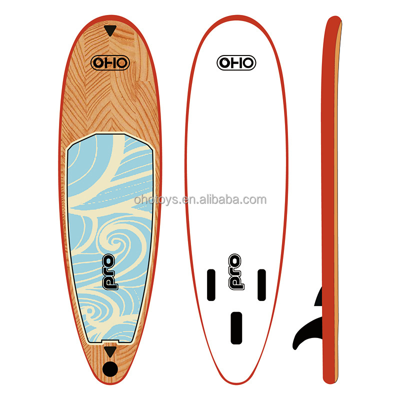 One Person Wooden Paddle Inflatable Sup Board Summer 8ft Blow Up Board Air Stand Up Surfboard Surfing Body Board With Accessoire