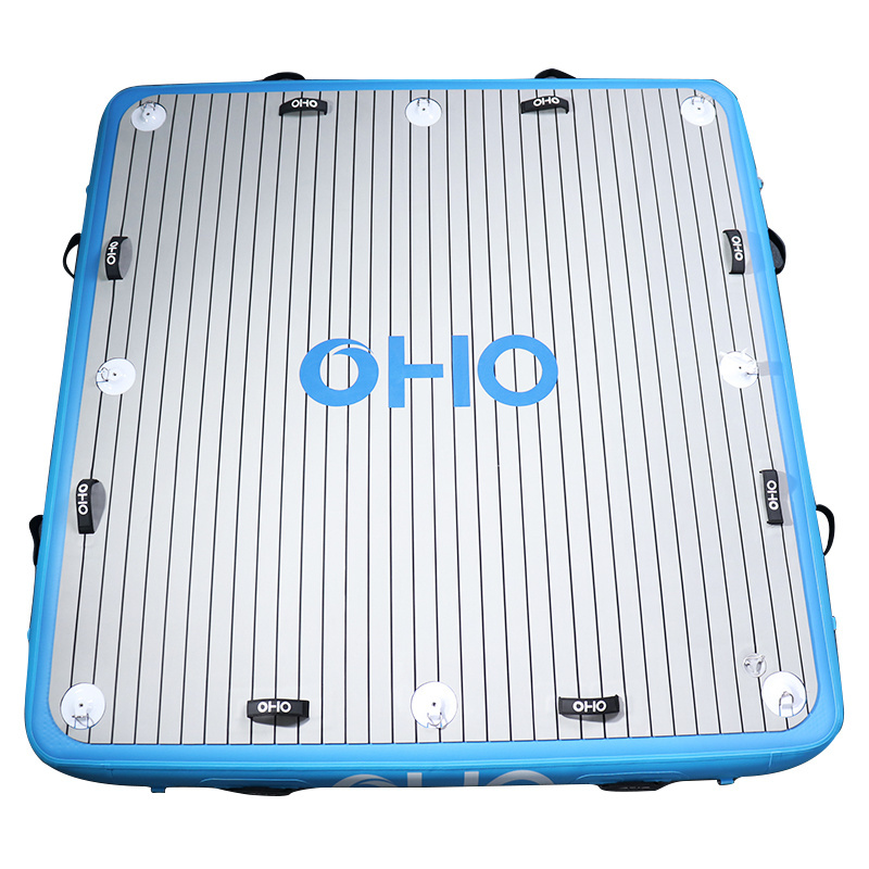 OHO Hot Selling Rental New Design Inflatable Floating Platform Pontoon Water Island Dock Mat For Fishing Swimming