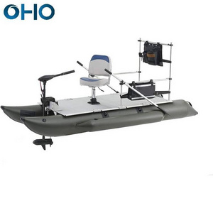 OHO Hot Sell Inflatable Pontoon PVC Aluminum Belly Fishing Boat with Paddle for 1 or 2 Person