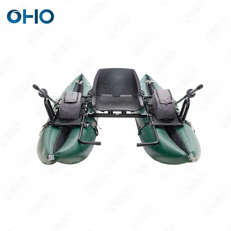 OHO New Design Inflatable Rubber Pontoon Fishing Boat with Aluminum Frame Floor for Thrives on Lakes Rivers Ocean Waters