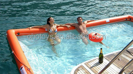 4x3m Inflatable floating swimming pool for yacht jellyfish pool for boat orange magic pool