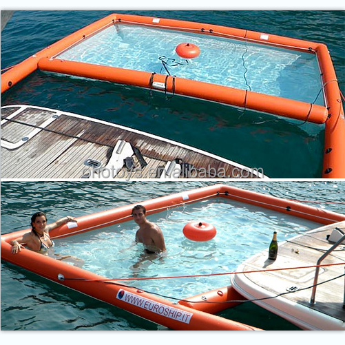 4x3m Inflatable floating swimming pool for yacht jellyfish pool for boat orange magic pool