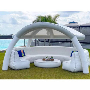 Wholesale Inflatable Party Island Huge Ocean Floating Fishing Boat Lounge River Pool for 6 Person