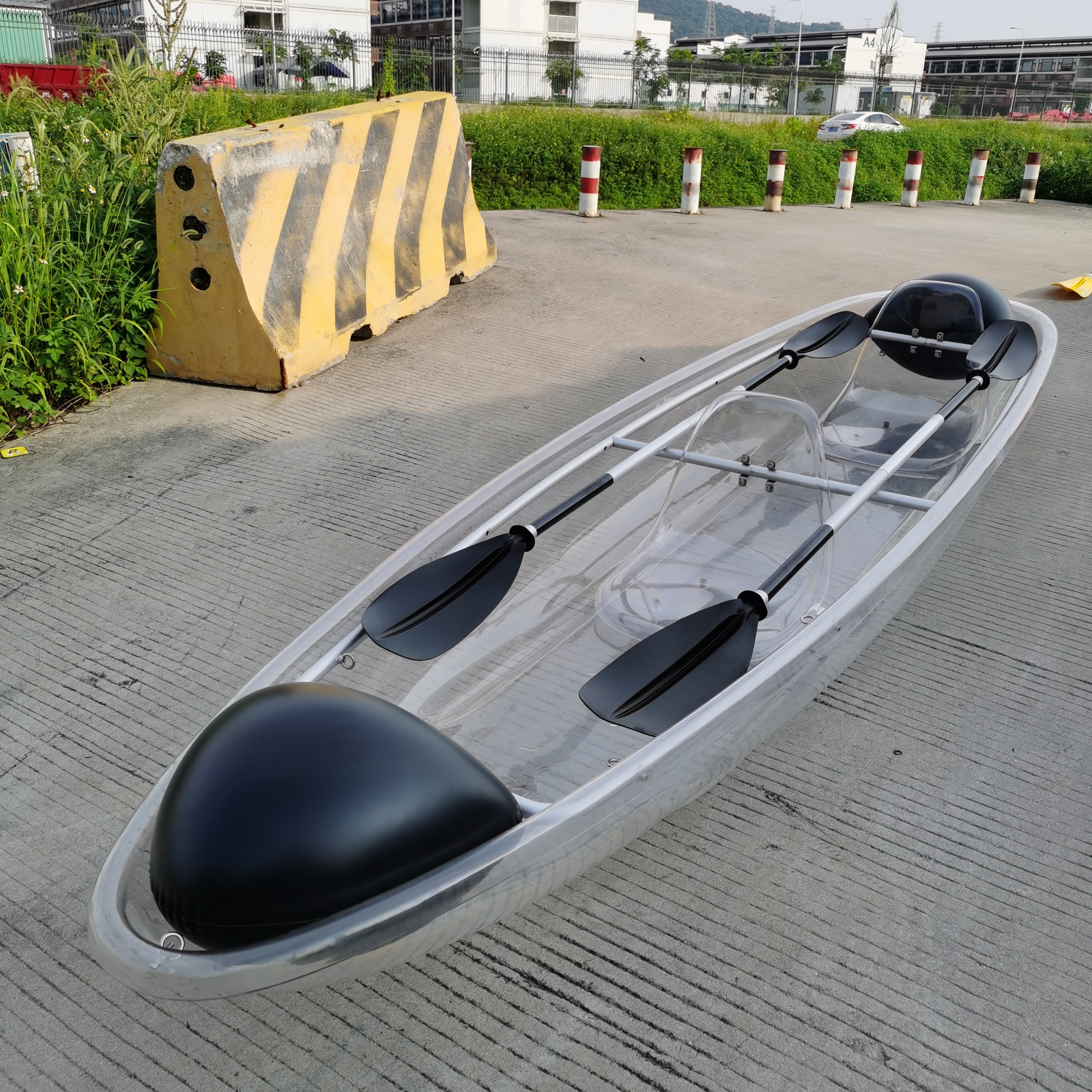 OHO OEM Transparent Polycarbonate Kayak 2 Seats Clear Bottom Boat Crystal Canoe with Paddle for River Sea