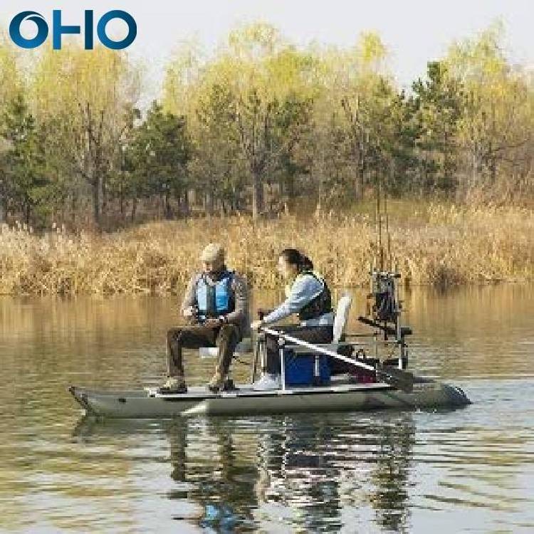 OHO Hot Sell Inflatable Pontoon PVC Aluminum Belly Fishing Boat with Paddle for 1 or 2 Person