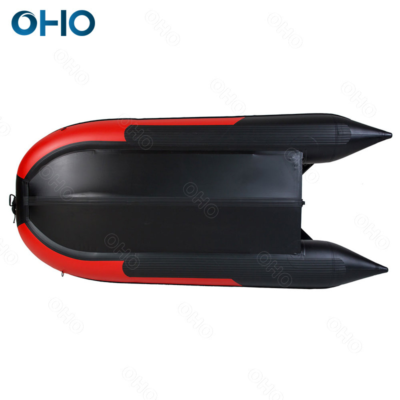 OHO 3m 4m Inflatable Aluminum Floor Bottom Rubber Boat Custom PVC Fishing Rescue Speed Rowing Boat with Motor for Sale