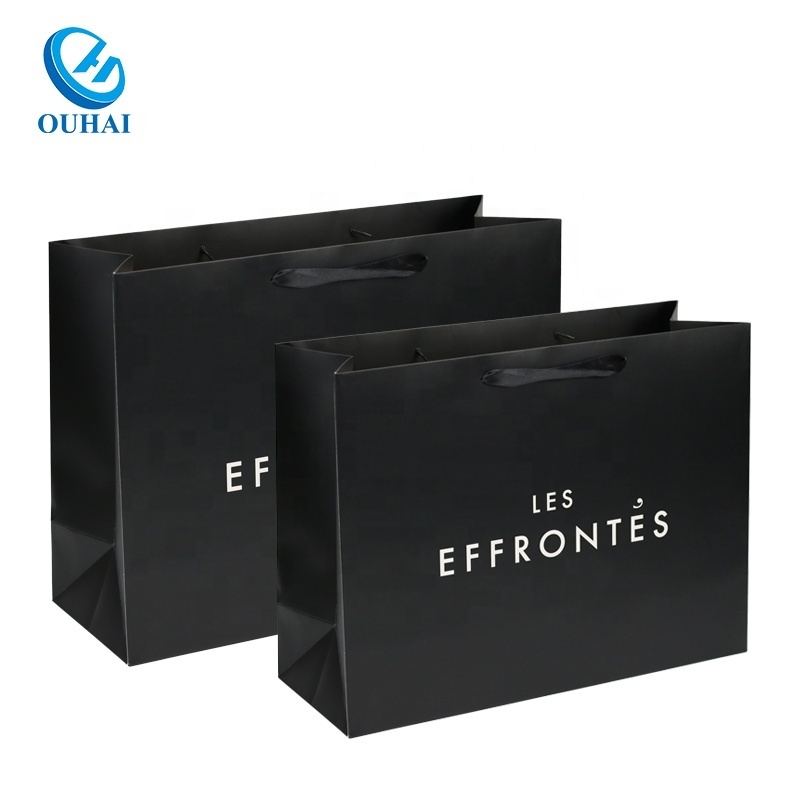 Manufacturer custom luxury beauty gift bag packaging custom black paper thank you gift bags with logo print