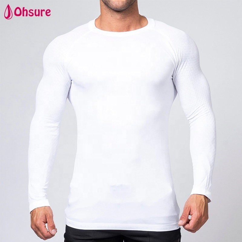 custom high quality printed slim fit loong sleeve shirts mens gym active wear fitness compression sport t shirt men