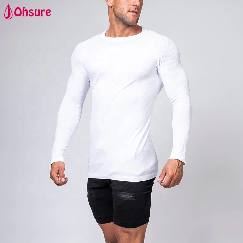 custom high quality printed slim fit loong sleeve shirts mens gym active wear fitness compression sport t shirt men