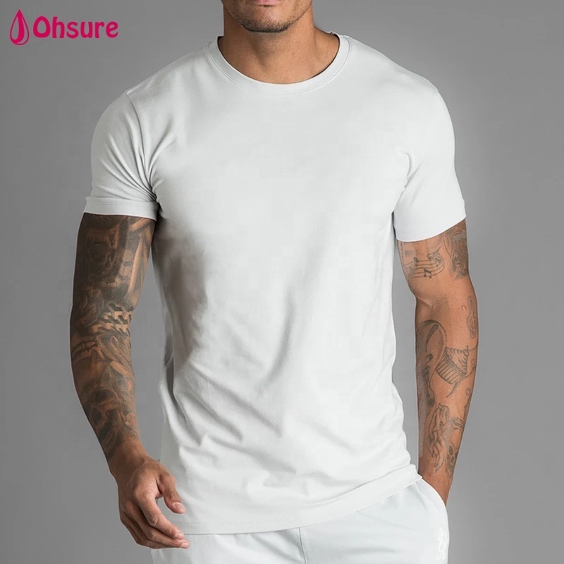 New casual mens sports clothes fitness gym wear plain tee t shirt bamboo fitted gym shirt custom sport t-shirt