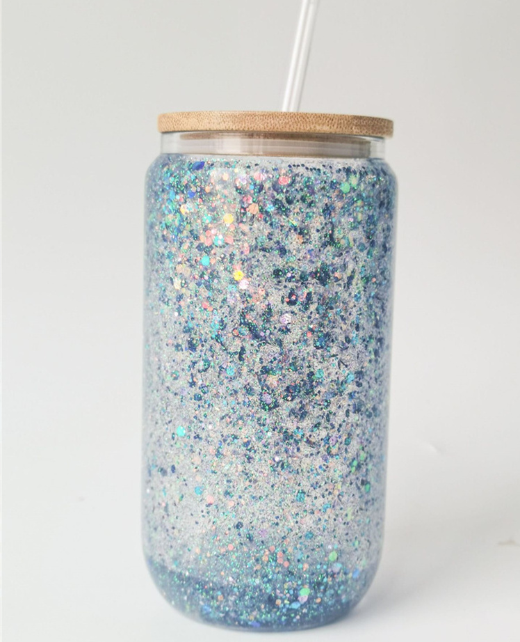 20 oz 12oz 20oz blank glitter shaped soda 16oz double wall snow globe sublimation beer glass