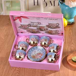 luxury ceramic flower print art traditional ethiopian turkey coffee cup set with gift box