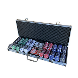 custom logo customizable heavy las vegas abs metal poker chip set with aluminum case 500