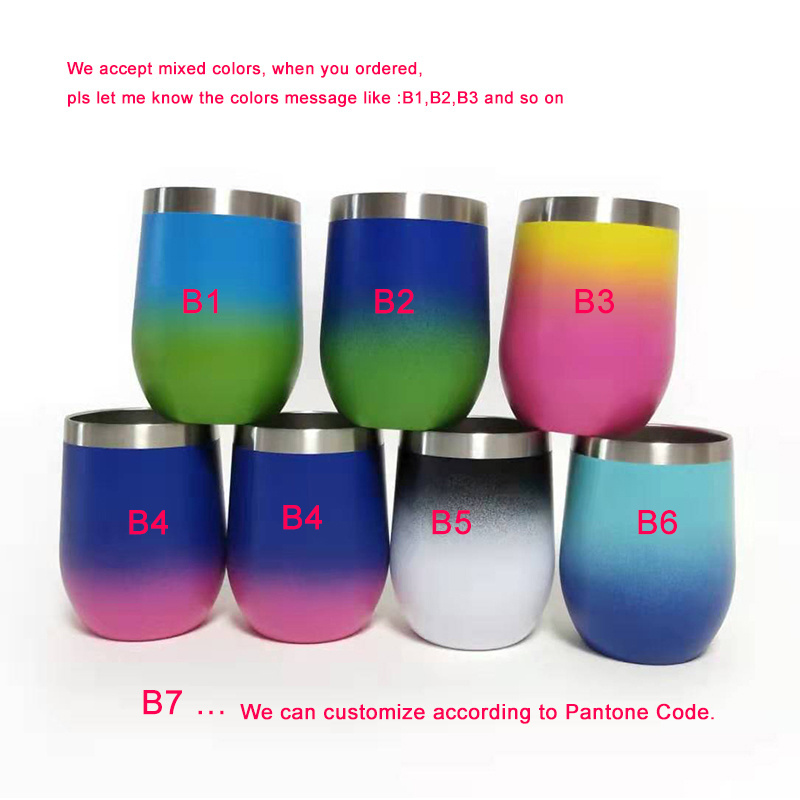 Factory custom 12 oz vacuum insulated double wall stainless steel wine tumbler with straw and lid