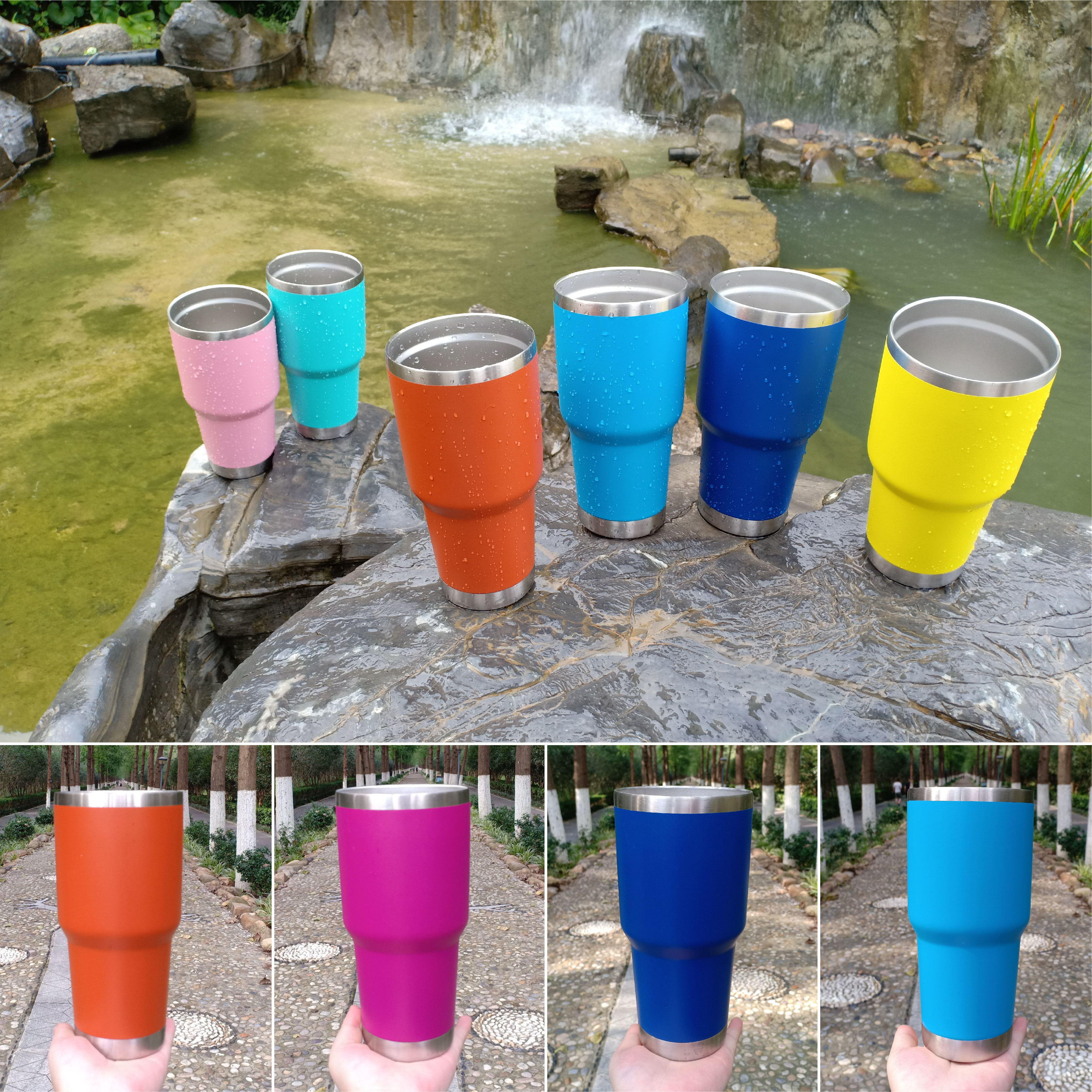 Factory Price Manufacturer Supplier Double Sided Tumbler 14oz Stainless Steel Tumbler With Handle