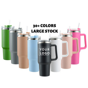 2023 custom vacuum insulated stainless steel 40 oz tumbler cup with handle and straw adventure quencher travel 40oz tumbler