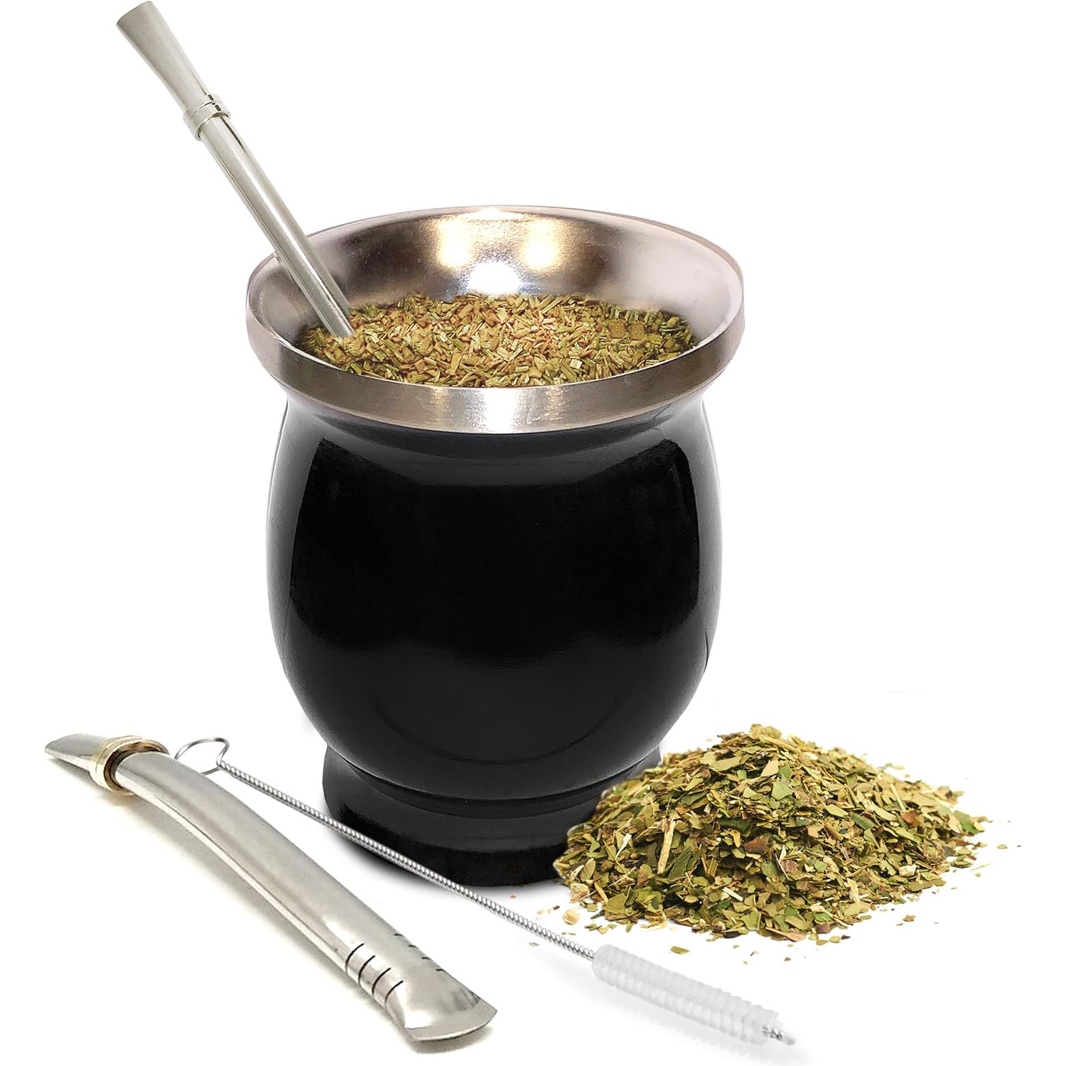 Stainless Steel Yerba Cups 8 Ounces Mate Gourd Mate Tea Tumbler Bombilla Set 12 oz Cuia Mate Cup Cocido Thermos with Metal Straw