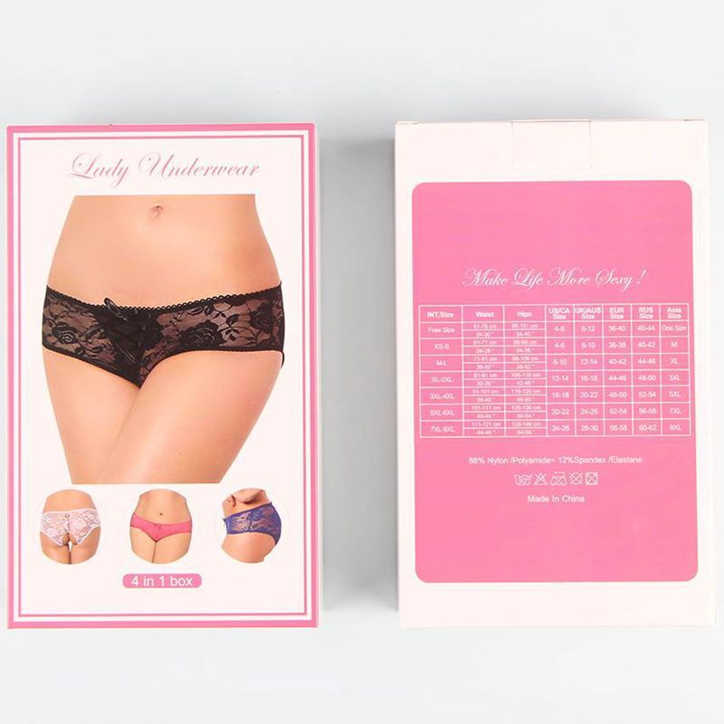 Ladies Sexy Other  No Crotch Women's Underwear 4 Piece Panty Box Open Crotch crotchless Panties lingerie  Sexy Fat Girl