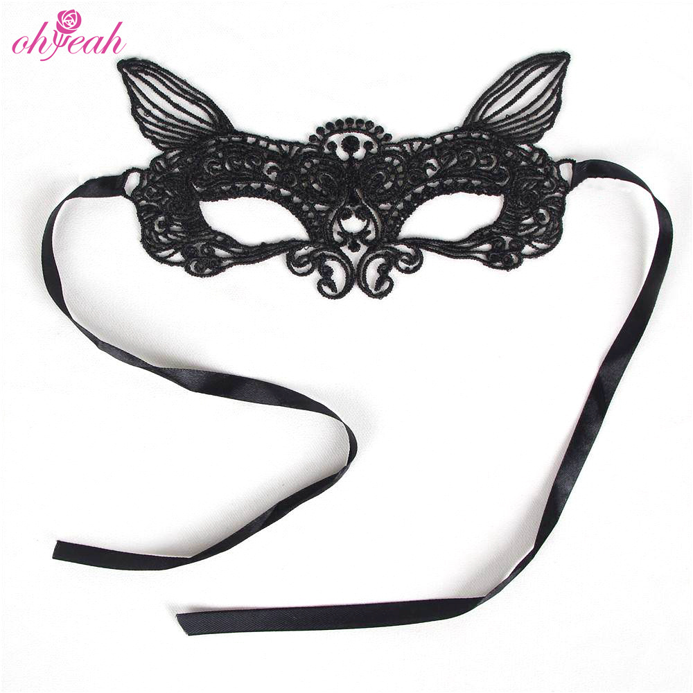 ODM Private Label Wholesale Price Fox Cosplay 2 Pieces Black Hollow See Through Women Sexy Party Face Eye Mask