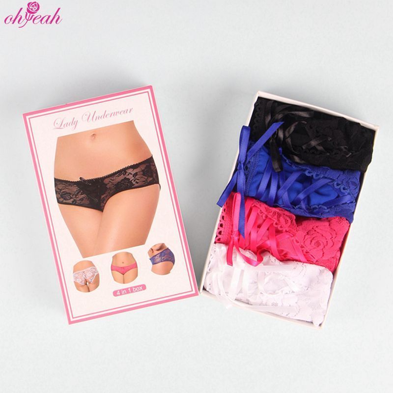 Ladies Sexy Other  No Crotch Women's Underwear 4 Piece Panty Box Open Crotch crotchless Panties lingerie  Sexy Fat Girl