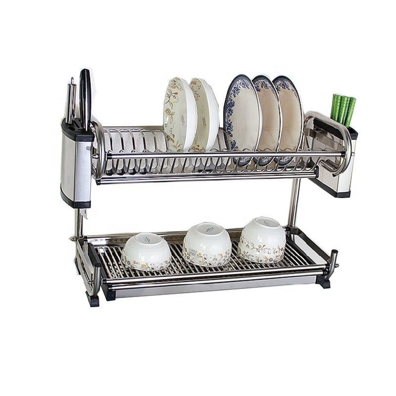 Kitchen 3 Tier Stainless Steel Wall Mounted Dish Drying Rack Plate Holder Dish Drainer Rack