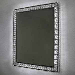 Rectangle Modern Bathroom Decorative Wall Crushed Diamond Mirror Crystal Vanity Mirror With Lights