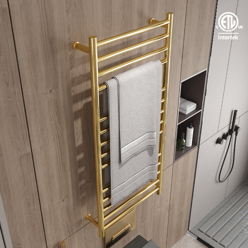 Gold electric heated drying towel rail Bathroom Radiator stainless steel wall hanging towel warmer rack