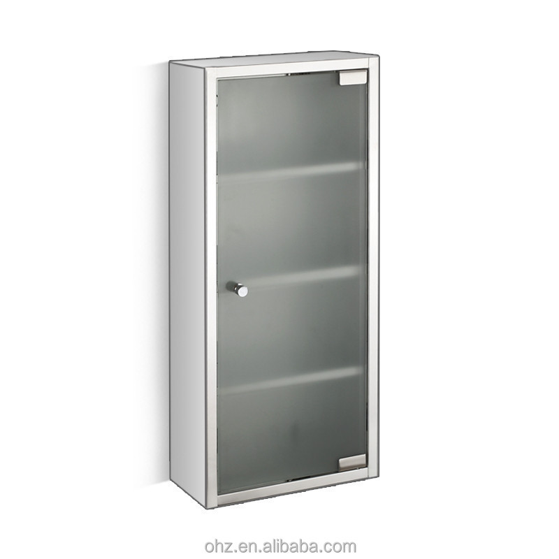 Metal kitchen wall mounted storage cabinets with glass doors