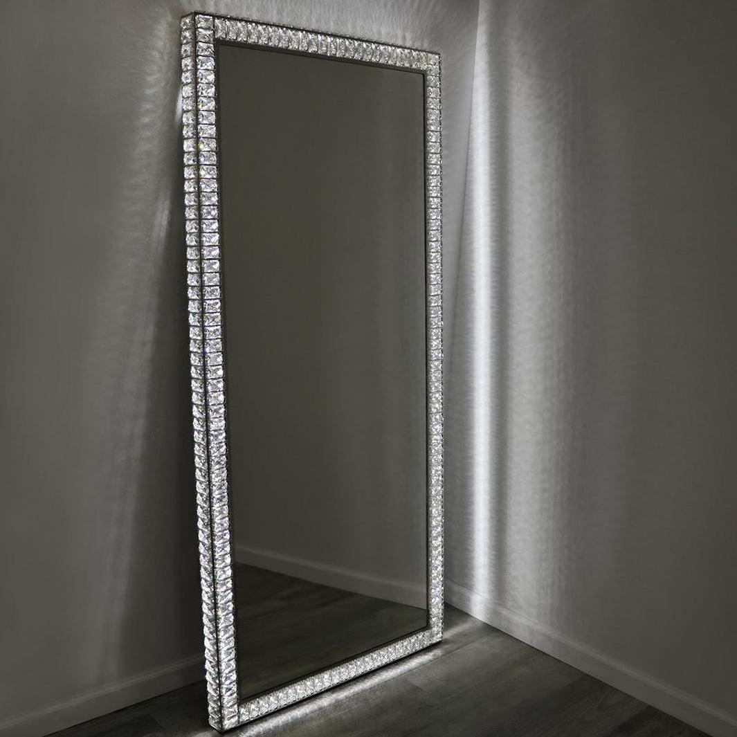 Luxury Crushed Diamond Wall Mirror Bathroom Full Length Crystal Mirror Wall Decorations For Home