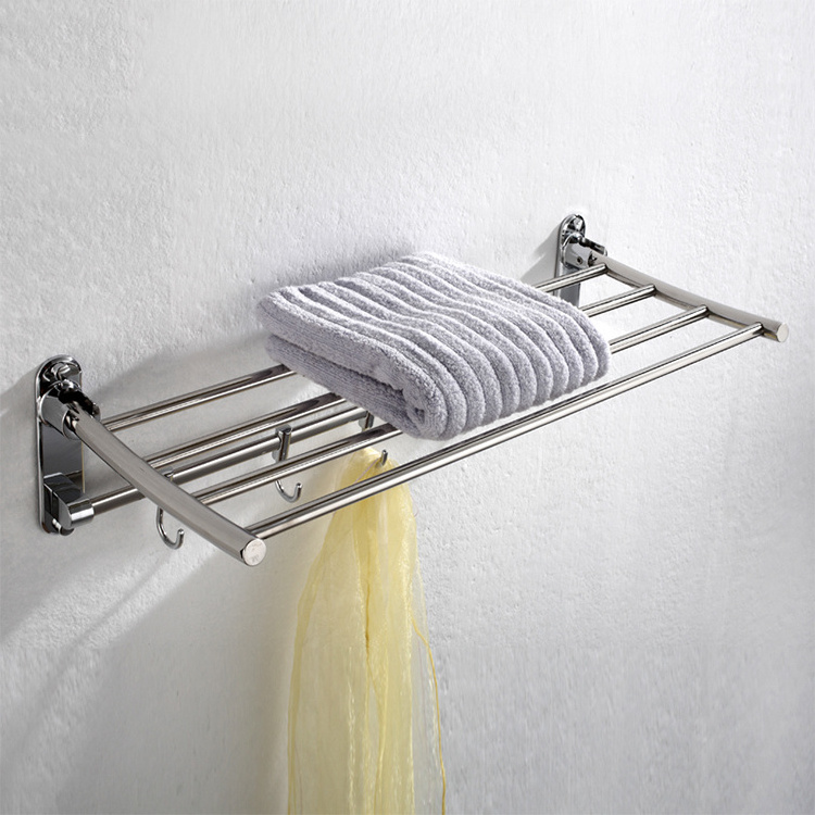 Wall Mounted  Stainless Steel expandable Towel Rack with 5 Sliding Hooks in bathroom